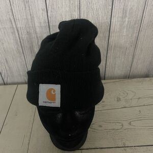 Carhartt Hat Mens One Size Black Knit Cuffed Beanie Adult OS Winter A18